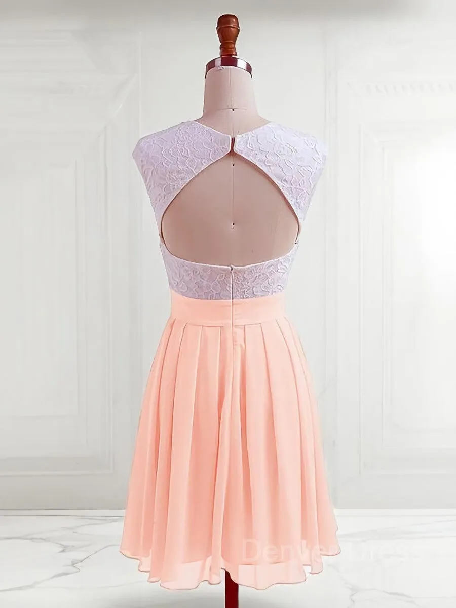 A-Line Jewel Short Chiffon Homecoming Dresses