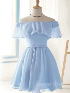 A-Line Off-the-Shoulder Short Chiffon Homecoming Dresses With Ruffles