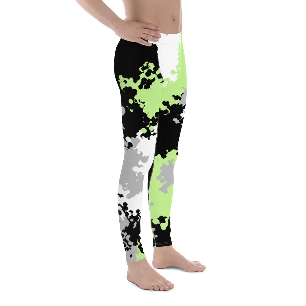 Agender Pride Men's Leggings Yoga Pants in Camo