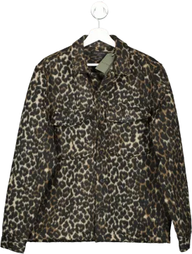 AllSaints Brown Wool Blend Laurier Leopard Shirt BNWT UK M