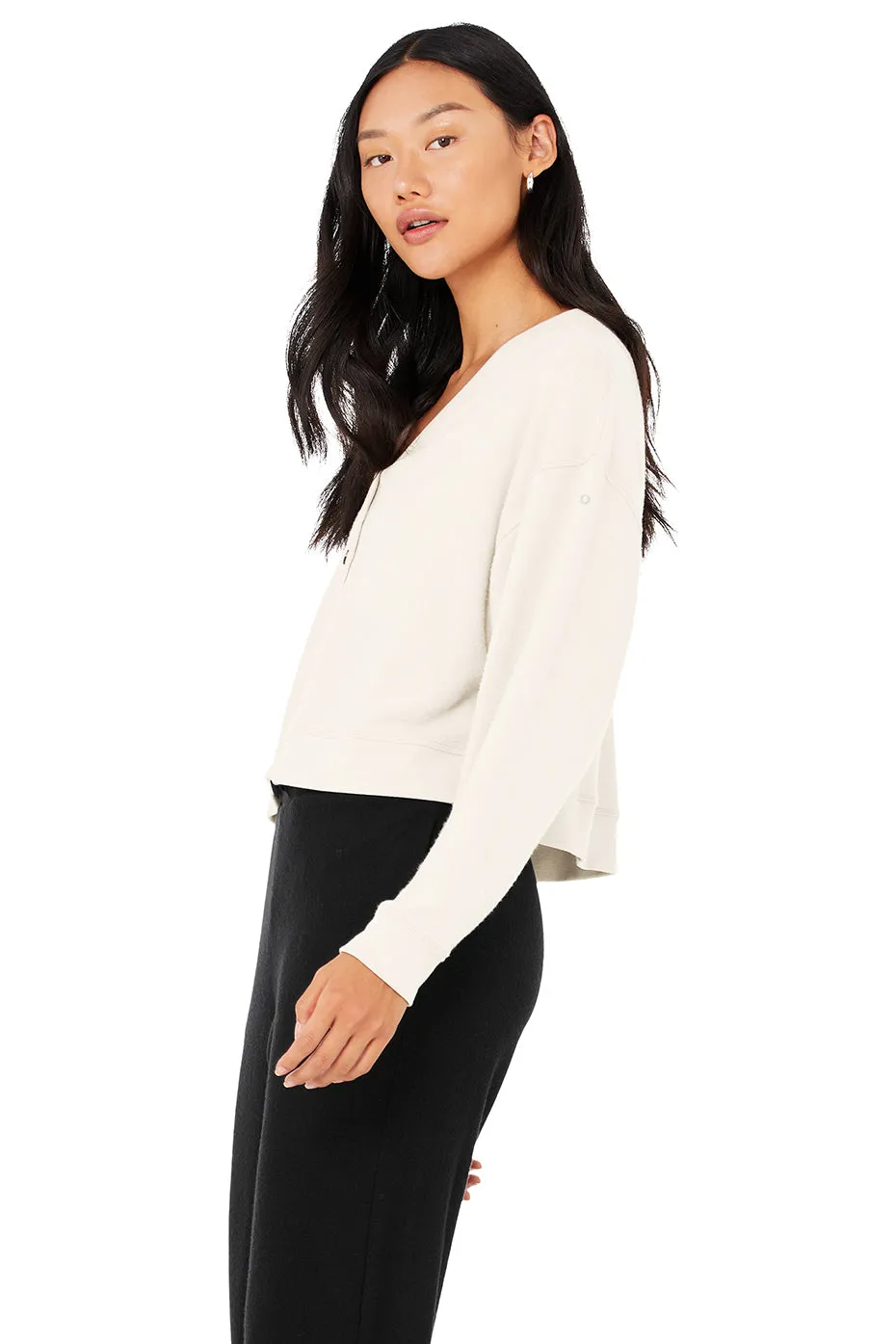 Alolux Soho Cropped Henley - Ivory