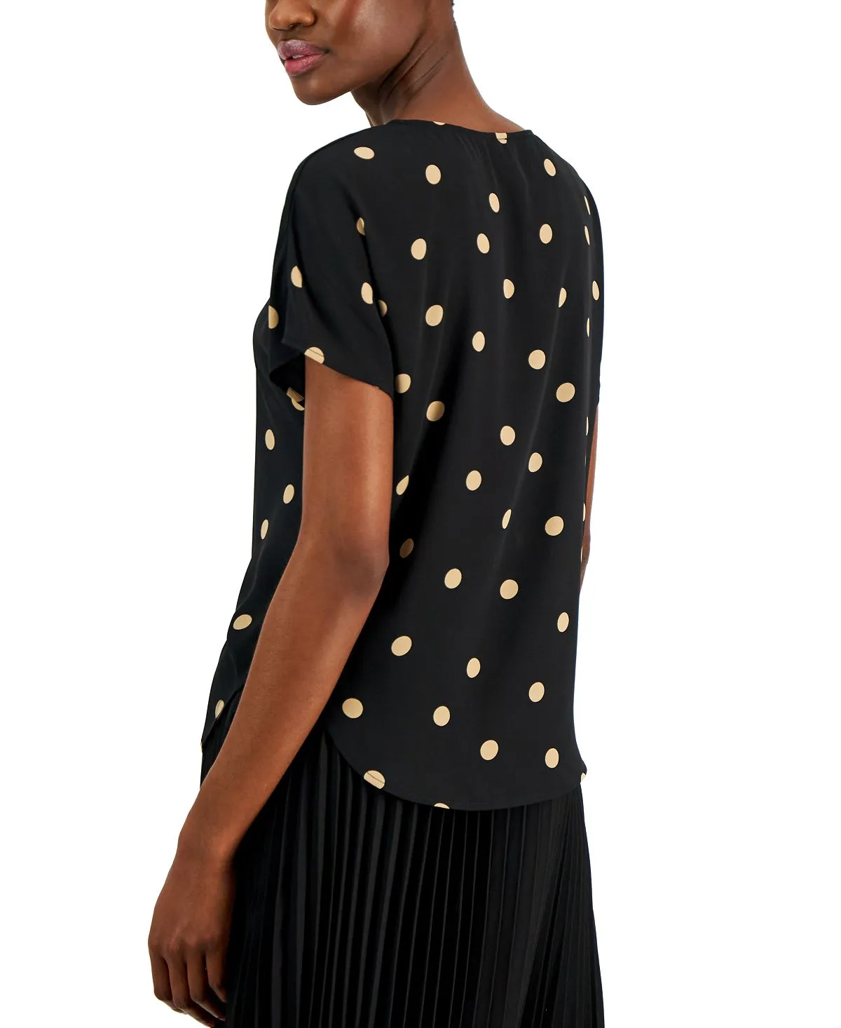 Anne Klein Polka Dot Boat Neck Blouse, Multi