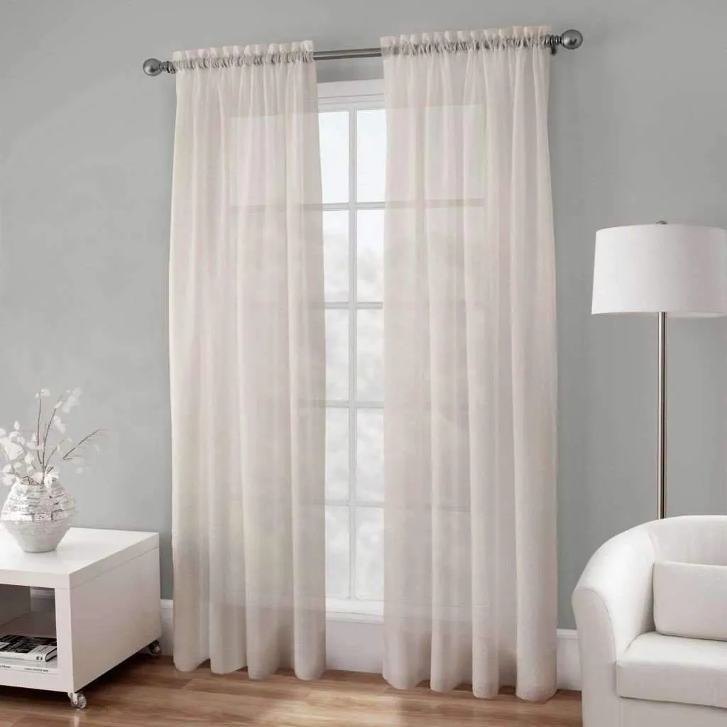 Basic Elegance - Rod Pocket Semi-Sheer Voile Panel | 54 x 84" | Ivory