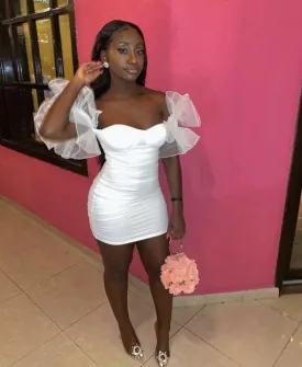 Black Girl 18th Birthday Outfits Tight White Homecoming Dress