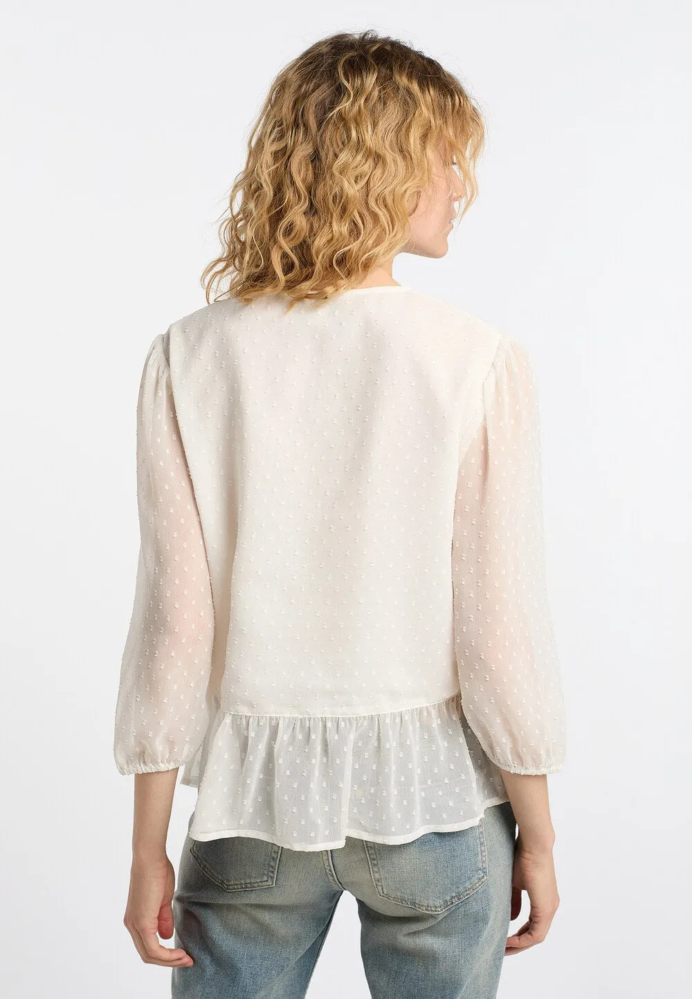 Blouse DreiMaster, white wool