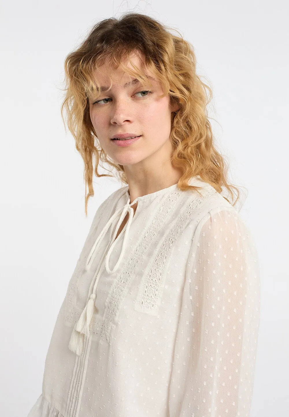 Blouse DreiMaster, white wool