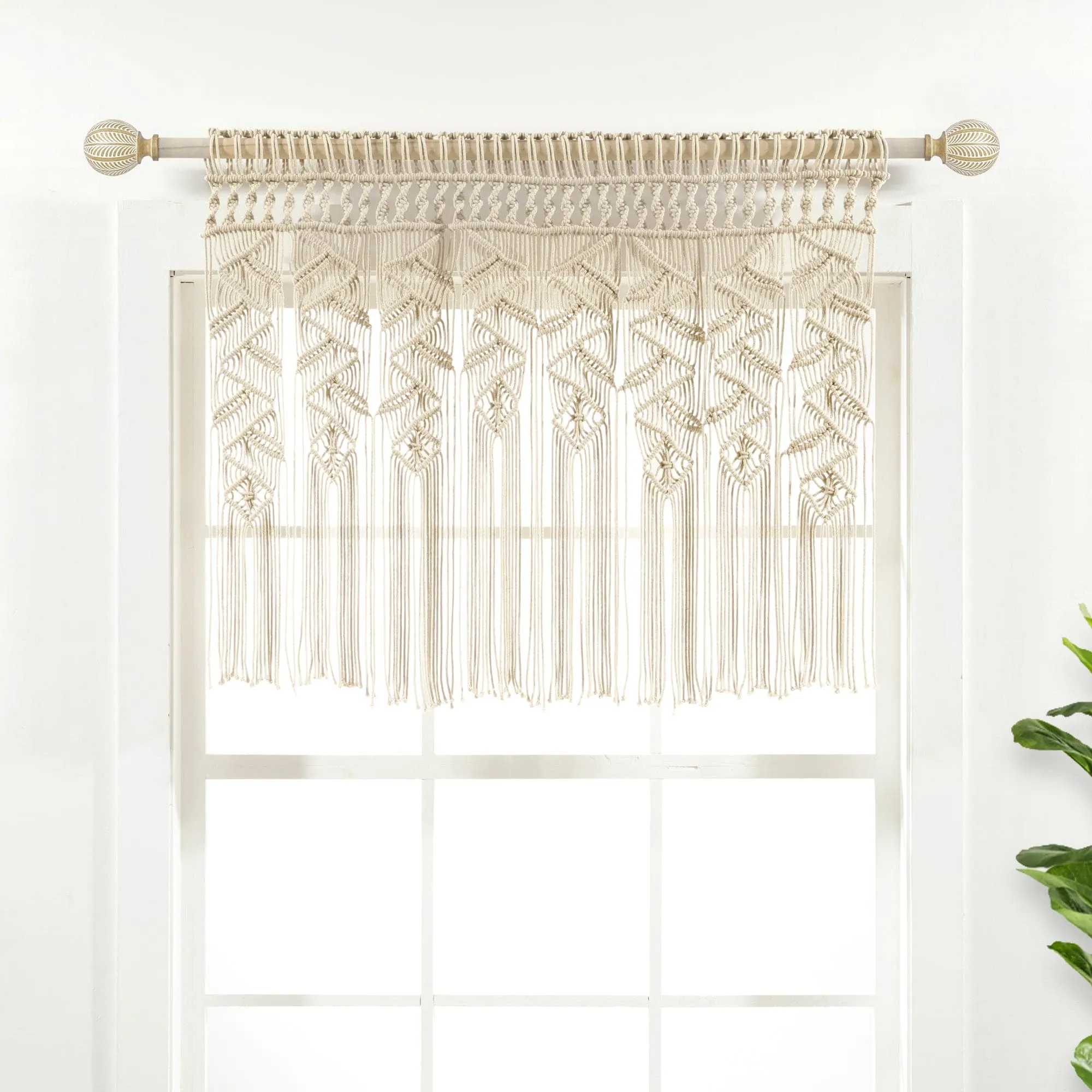 Boho Macrame Leaf Cotton Valance