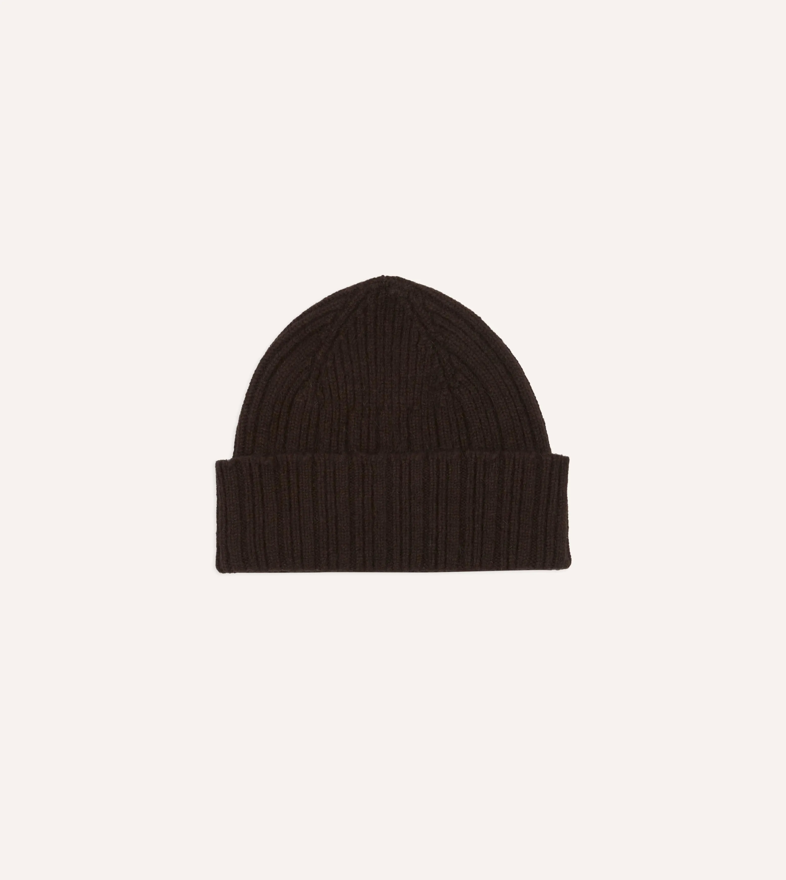 Brown Angora Lambswool Ribbed Knit Cap