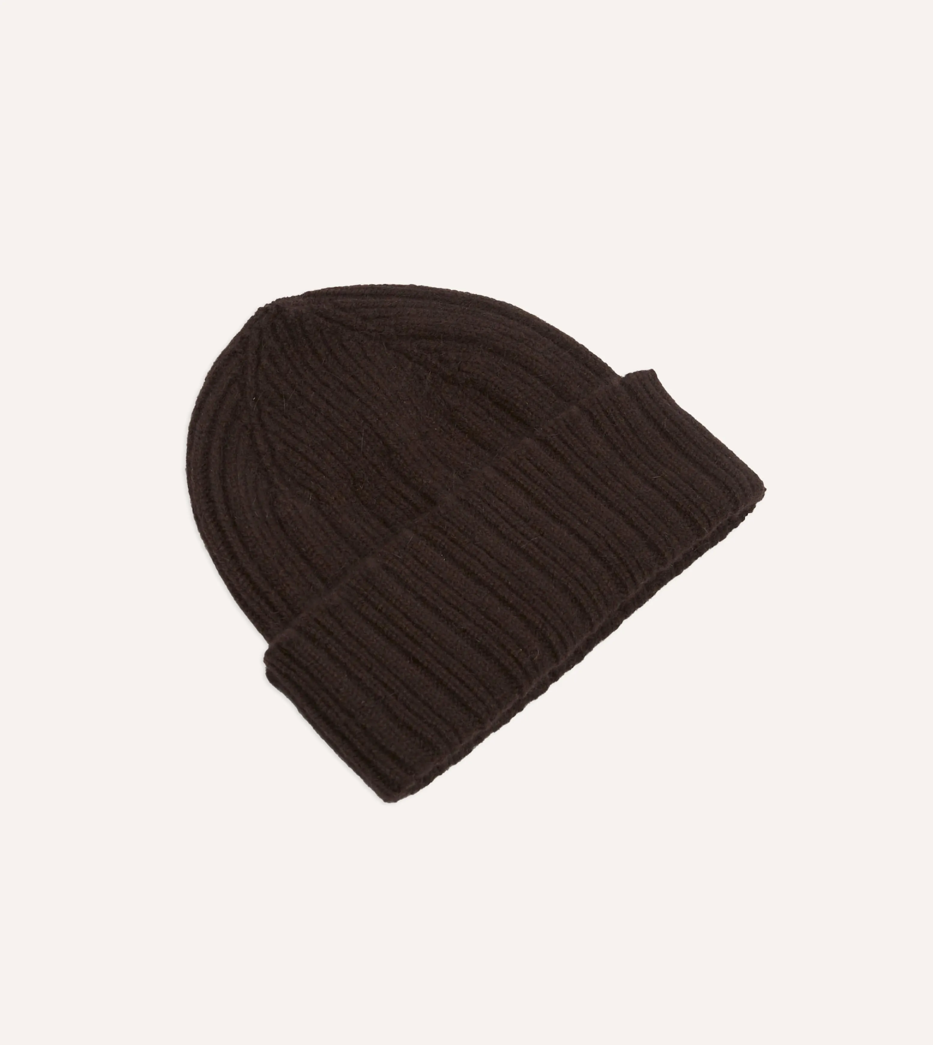 Brown Angora Lambswool Ribbed Knit Cap