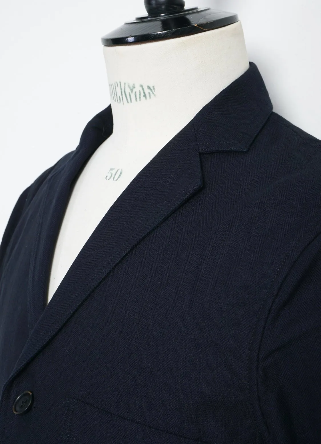 CHARLIE | Easy Three Button Blazer | Indigo Herringbone