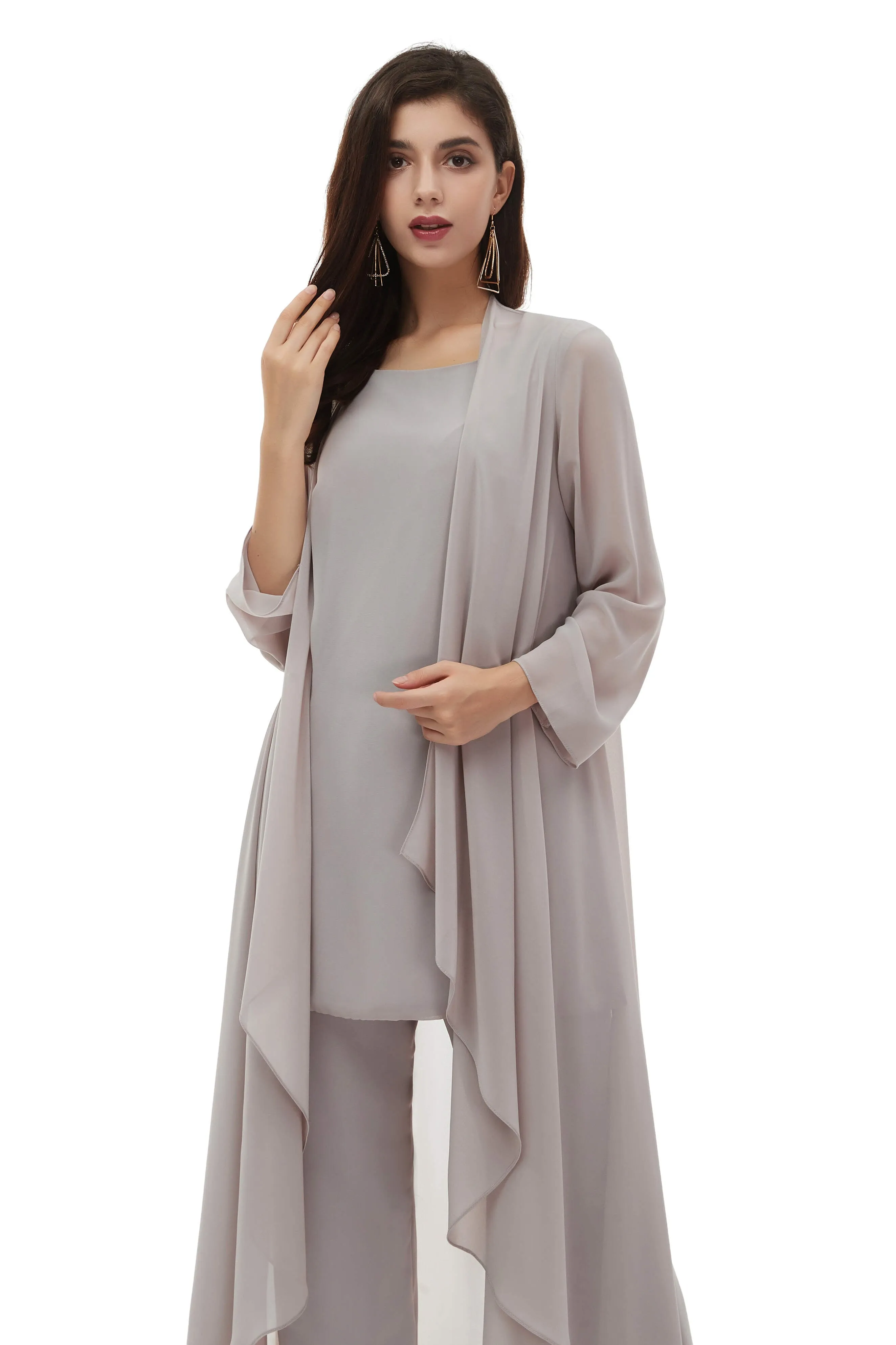 Chiffon Pant Suits Plus Size with Jacket Mother of The Bride Dresses