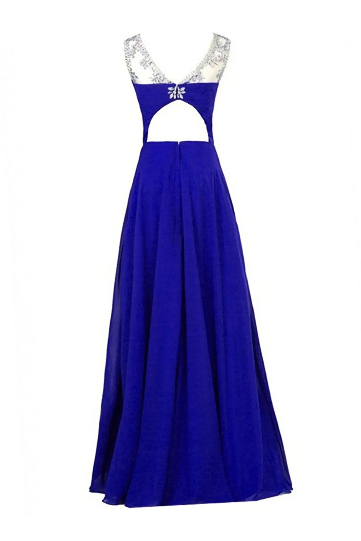 Chiffon Roayl Blue Beading High Low Handmade Simple For Teens Prom Dresses