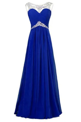 Chiffon Roayl Blue Beading High Low Handmade Simple For Teens Prom Dresses