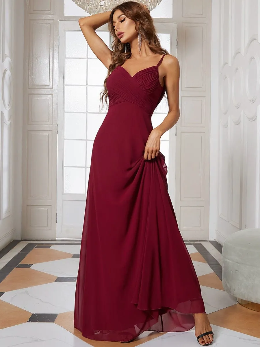 Criss-Cross V-Neck Chiffon Backless A-Line Bridesmaid Dress