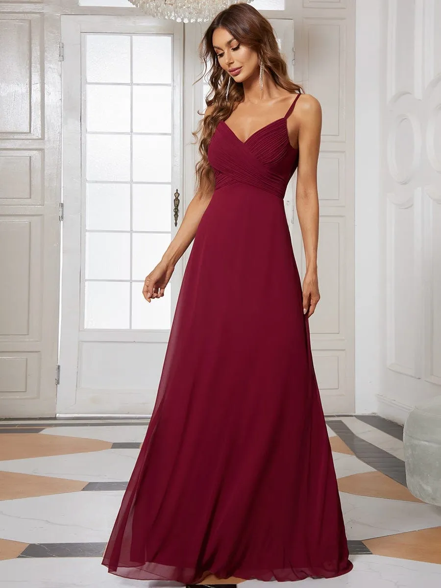 Criss-Cross V-Neck Chiffon Backless A-Line Bridesmaid Dress