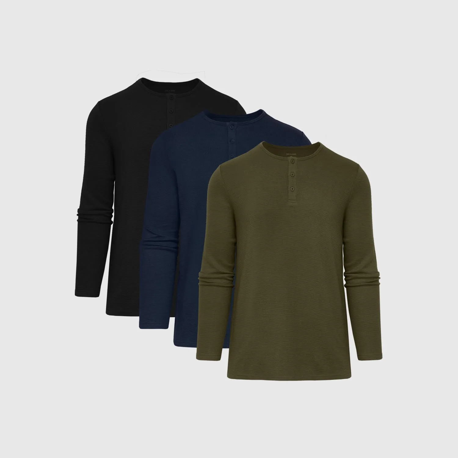 Dark Waffle Long Sleeve Henley 3-Pack