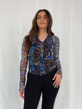 Desigual Mariscal Multi-Colored Sheer Shirt Size S