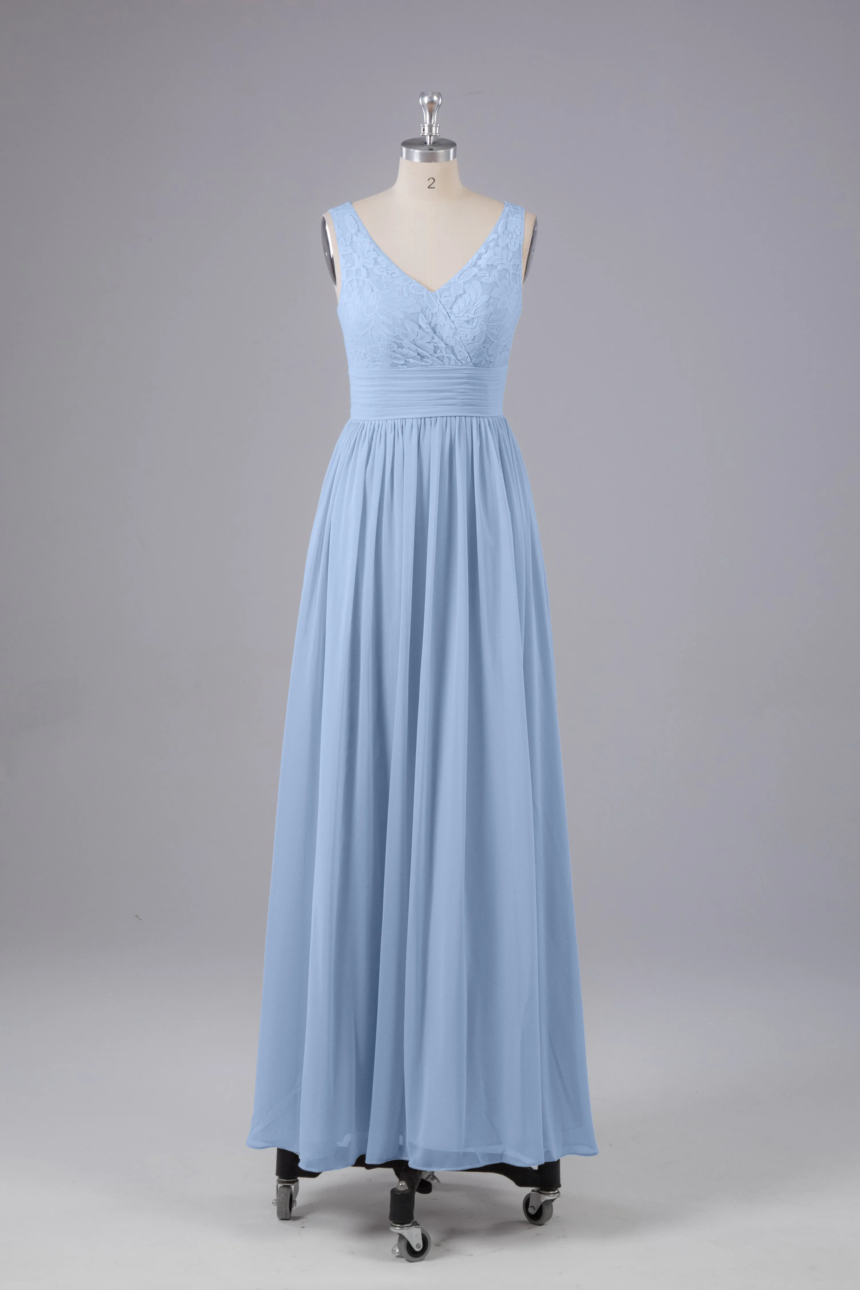 Elegant A-line V Neck Straps Chiffon Bridesmaid Dresses