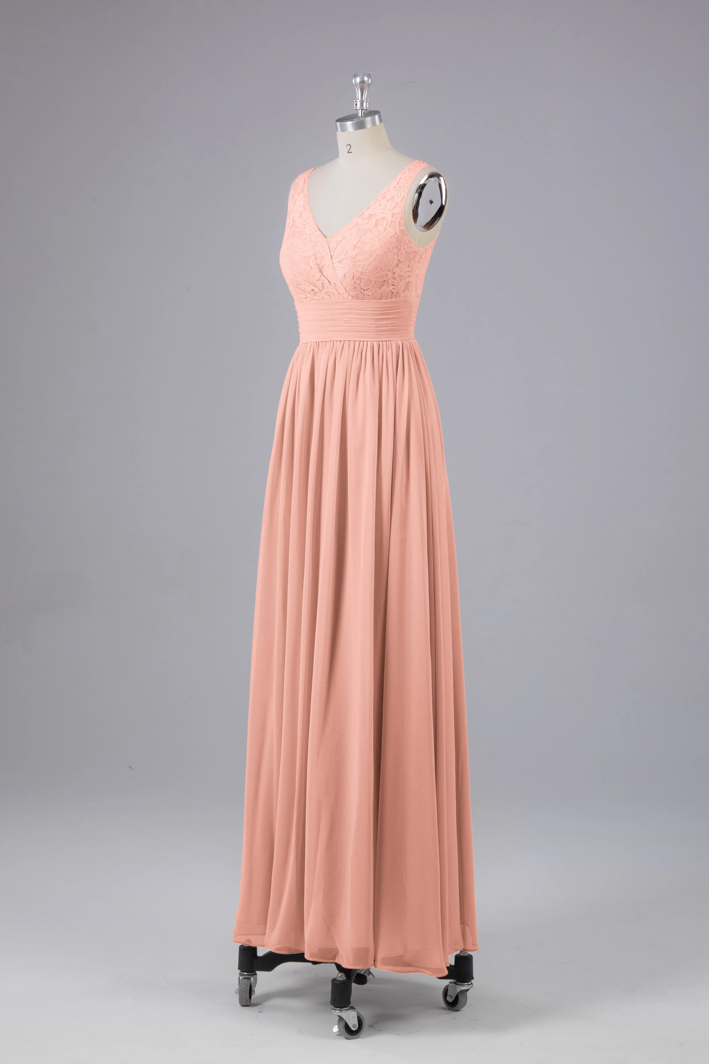 Elegant A-line V Neck Straps Chiffon Bridesmaid Dresses