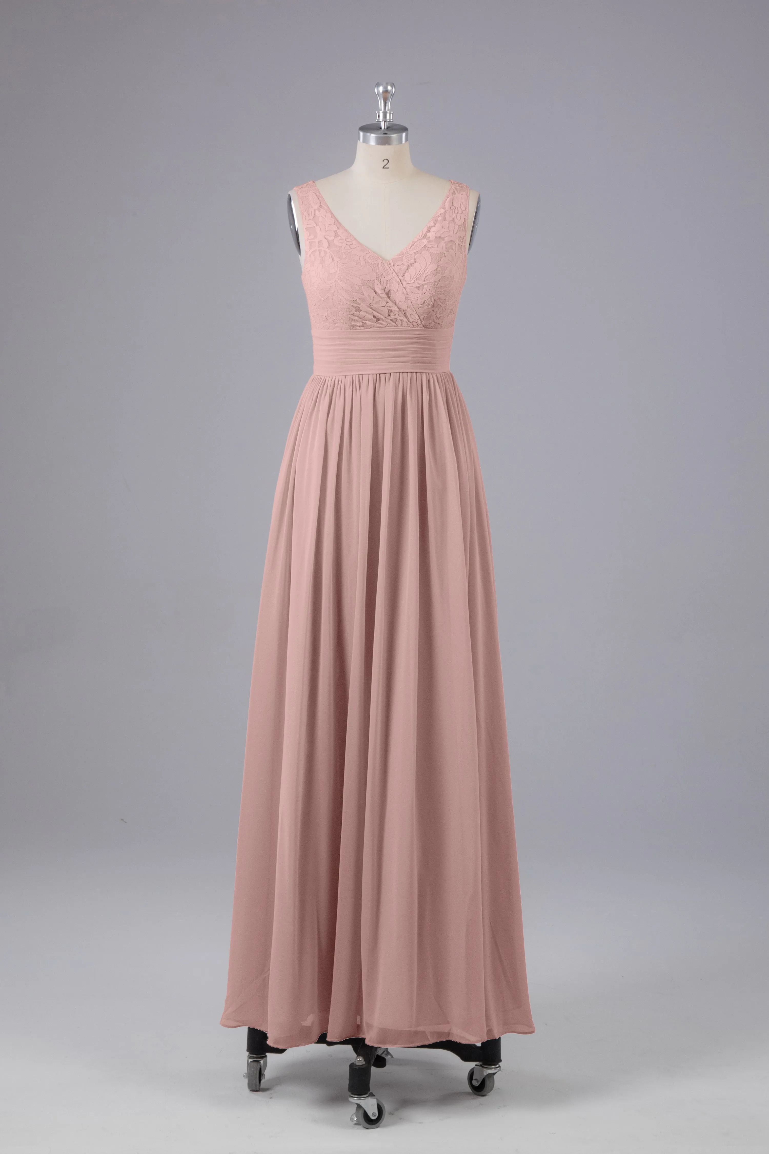 Elegant A-line V Neck Straps Chiffon Bridesmaid Dresses