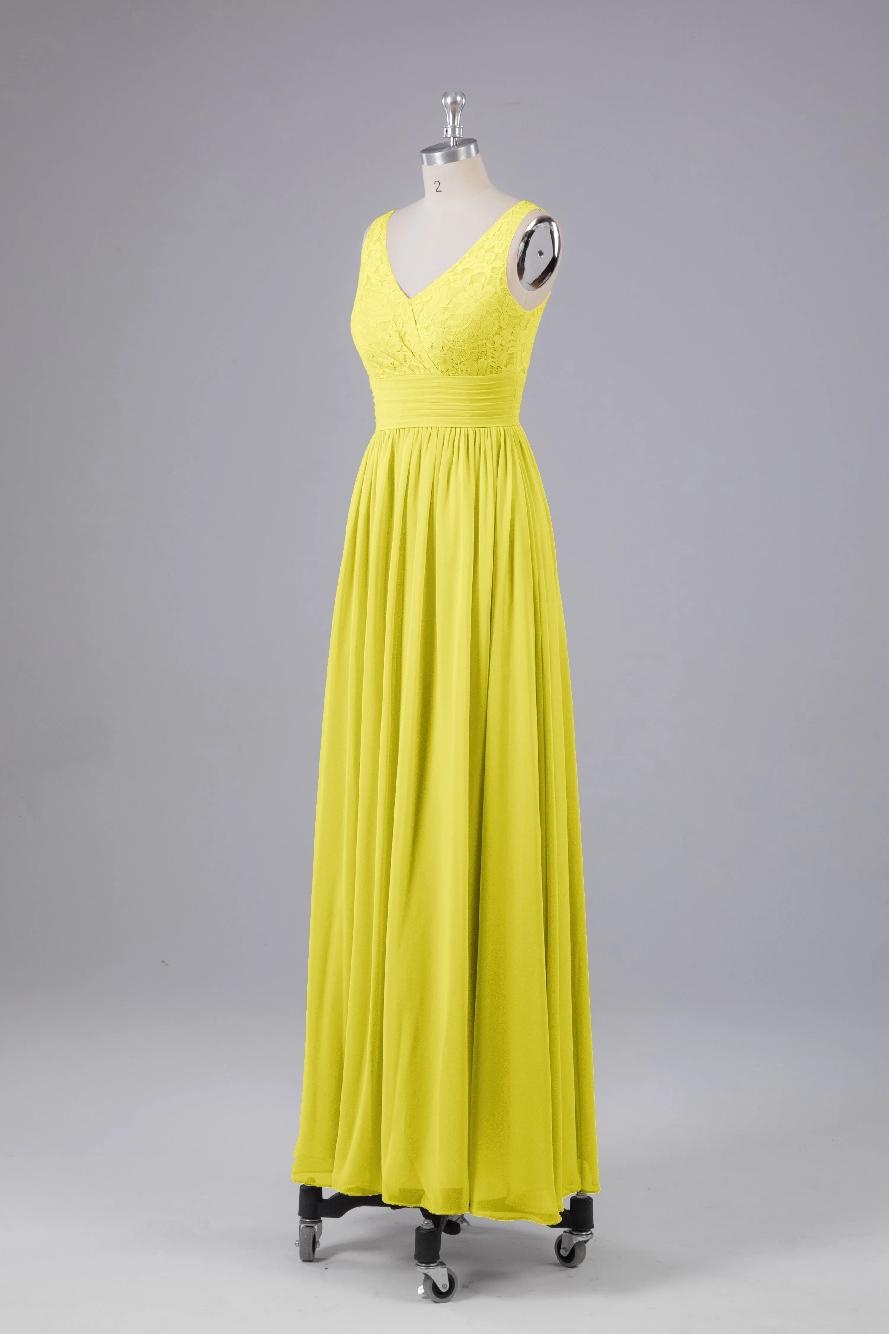 Elegant A-line V Neck Straps Chiffon Bridesmaid Dresses