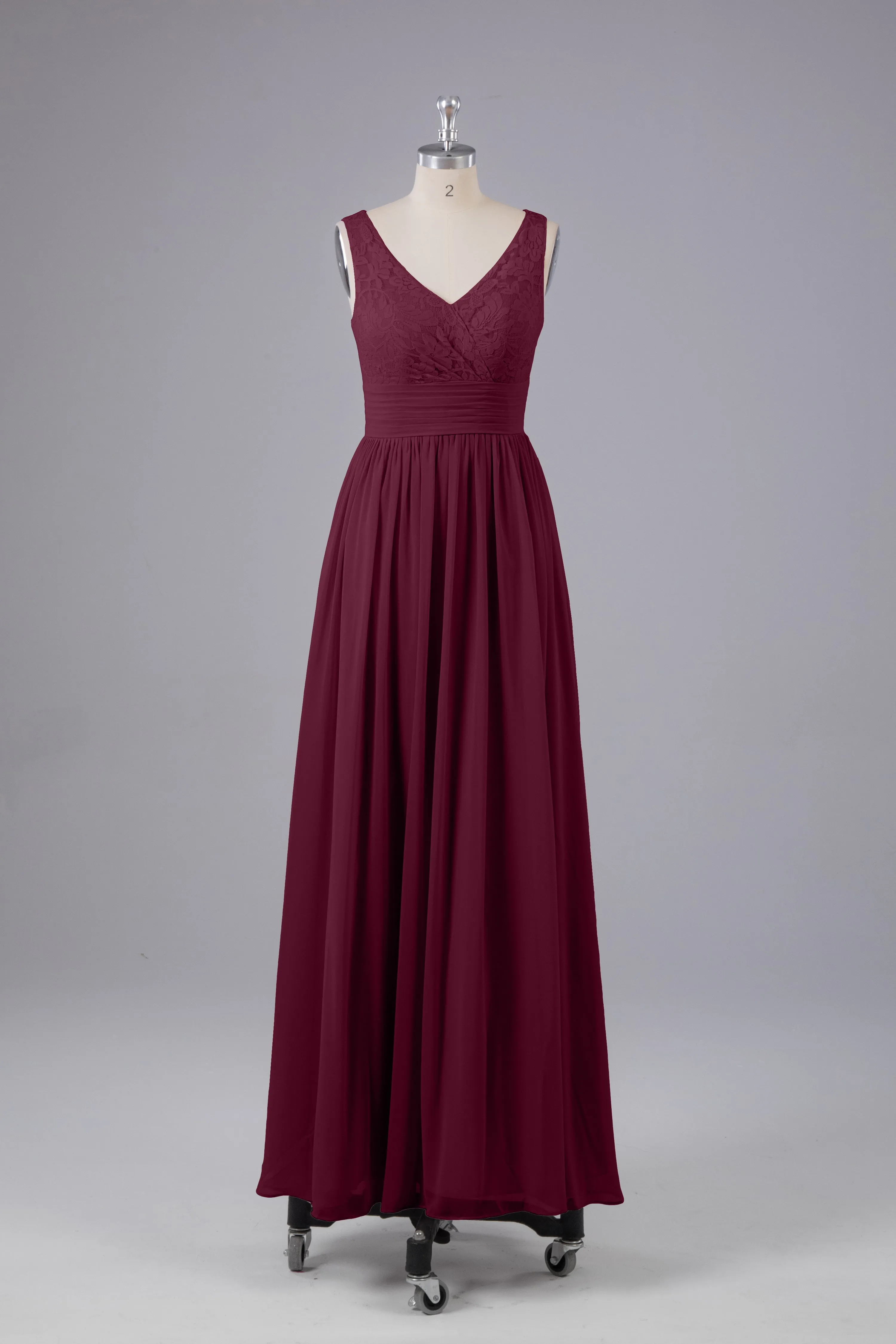 Elegant A-line V Neck Straps Chiffon Bridesmaid Dresses