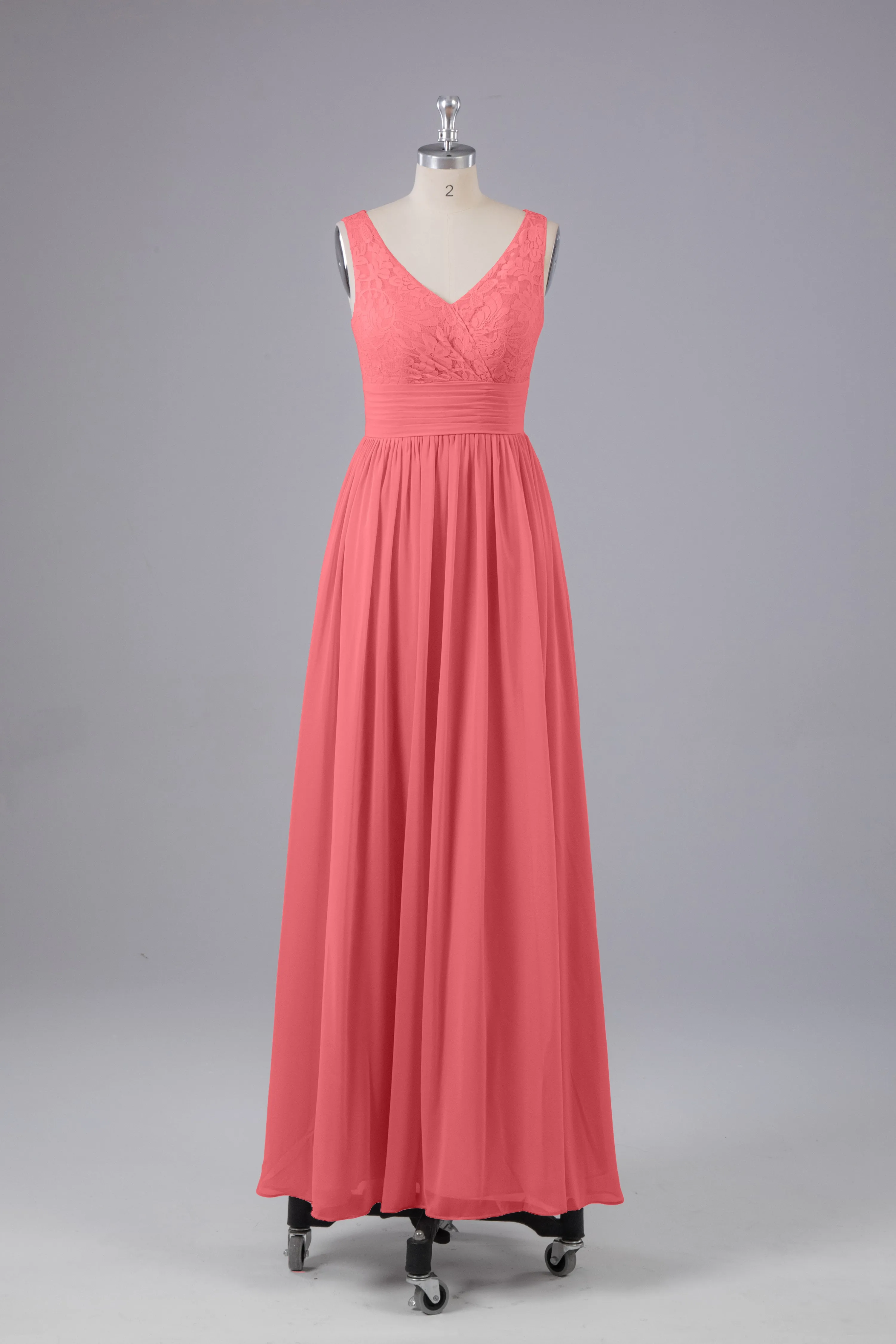 Elegant A-line V Neck Straps Chiffon Bridesmaid Dresses