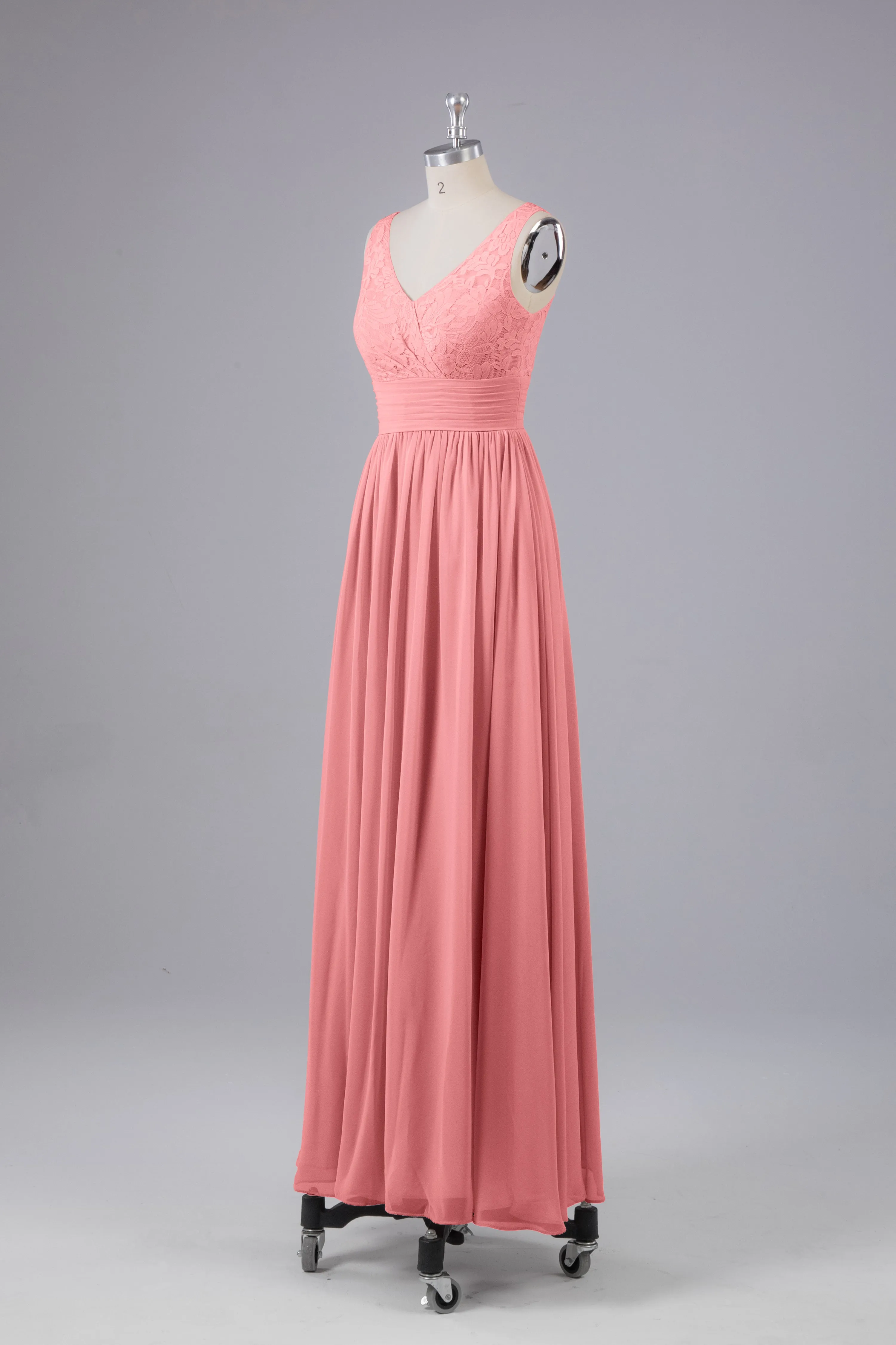 Elegant A-line V Neck Straps Chiffon Bridesmaid Dresses