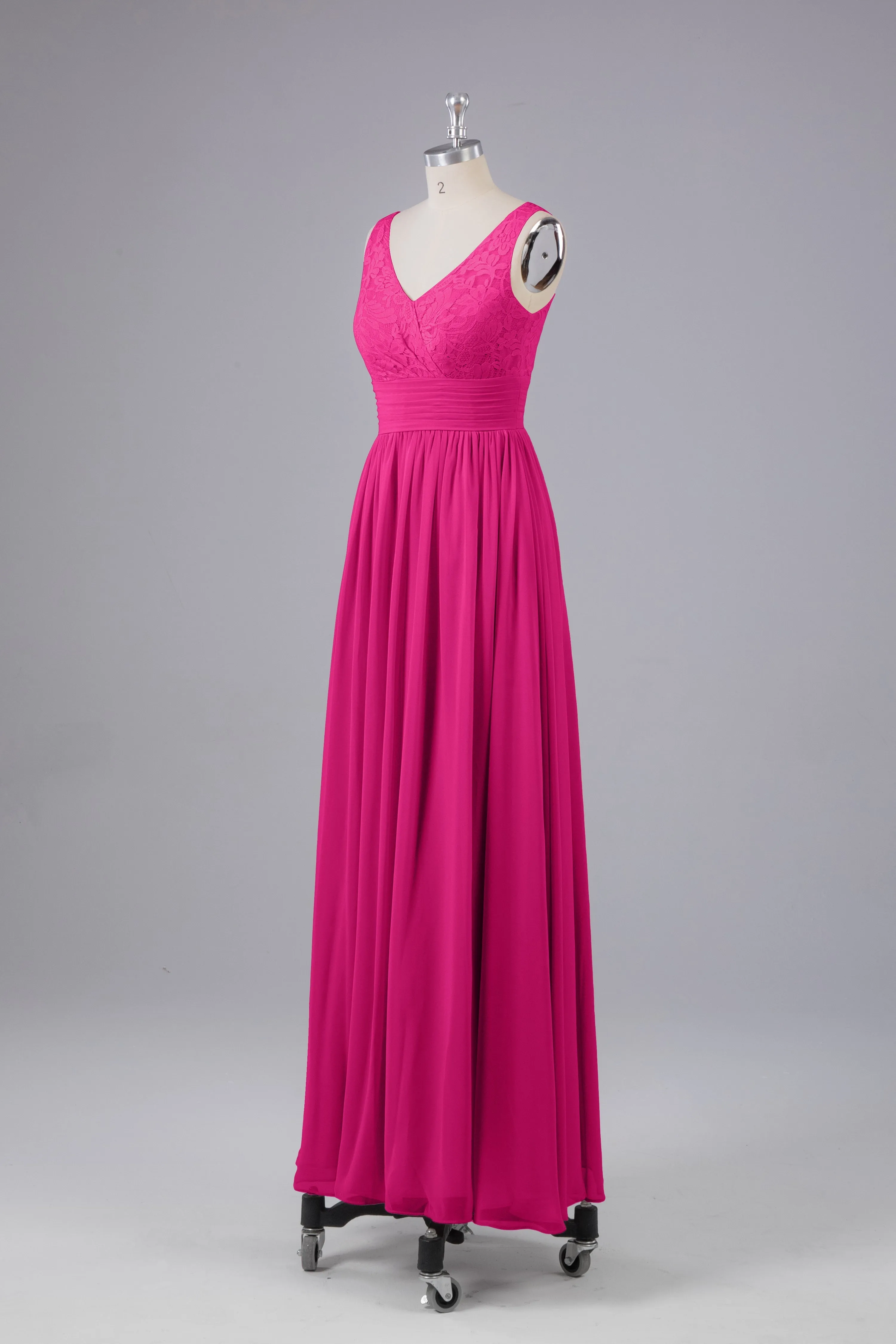 Elegant A-line V Neck Straps Chiffon Bridesmaid Dresses