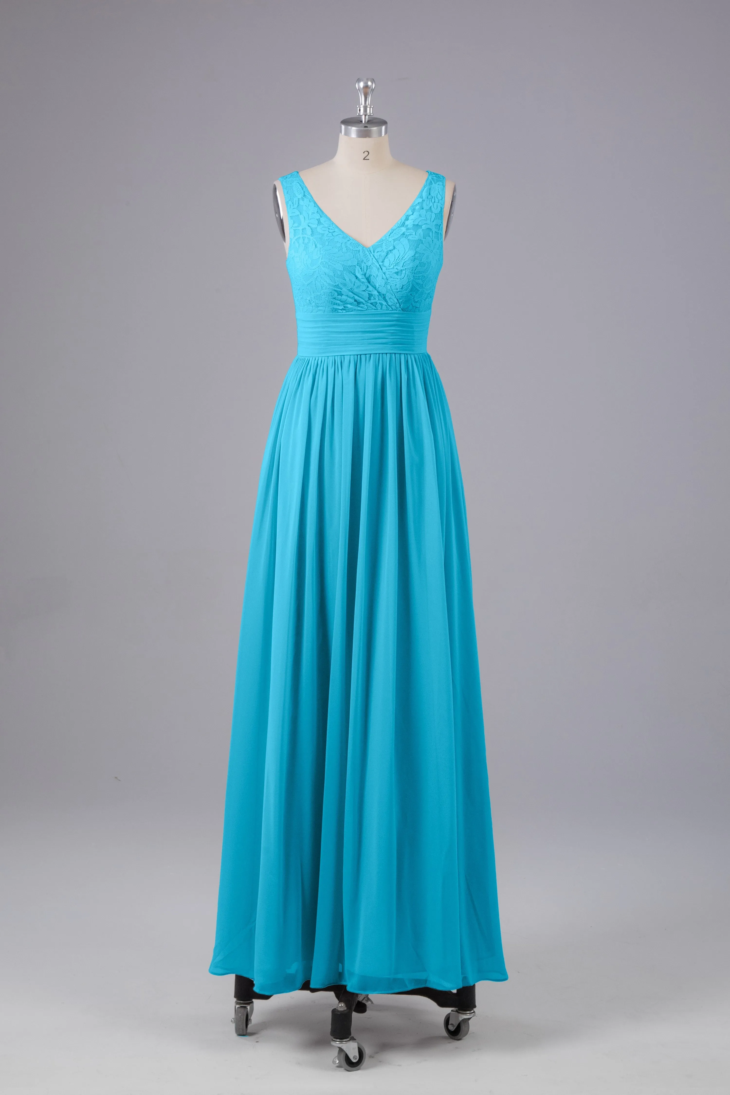 Elegant A-line V Neck Straps Chiffon Bridesmaid Dresses