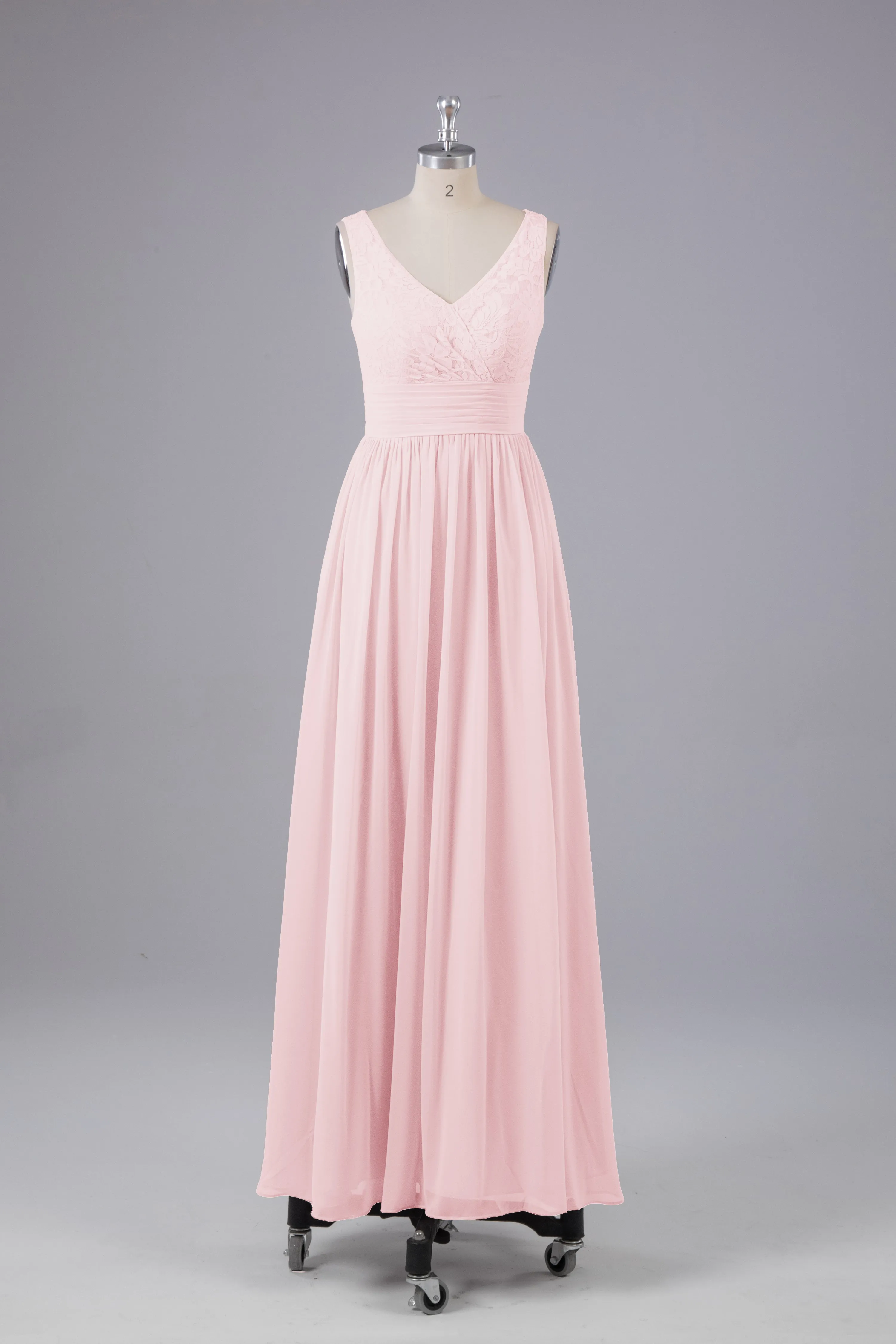 Elegant A-line V Neck Straps Chiffon Bridesmaid Dresses