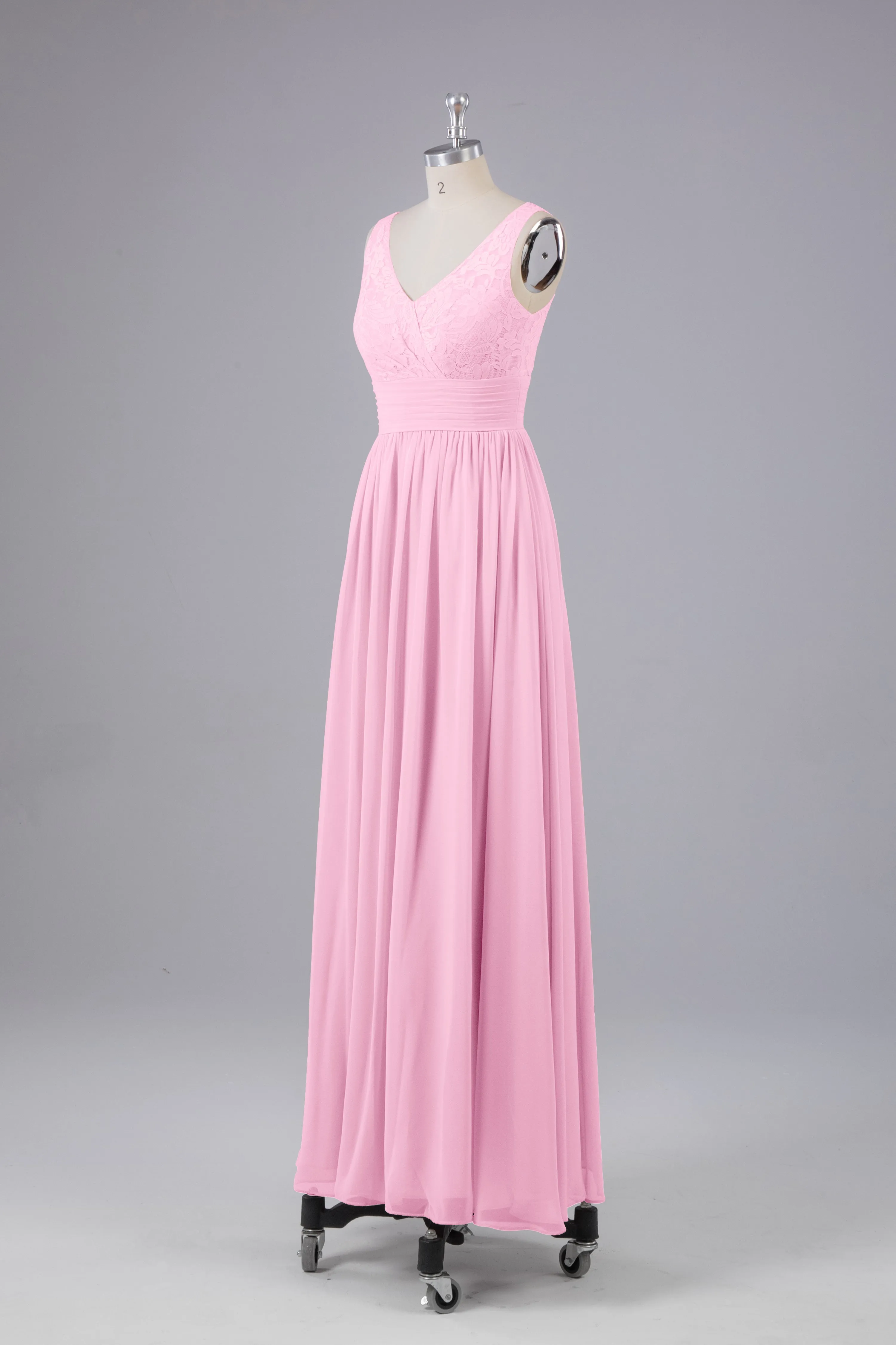 Elegant A-line V Neck Straps Chiffon Bridesmaid Dresses