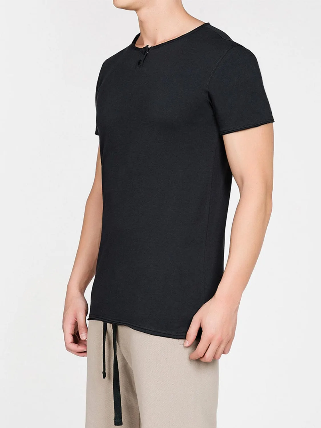 Henley Organic Cotton T-Shirt Charcoal Grey