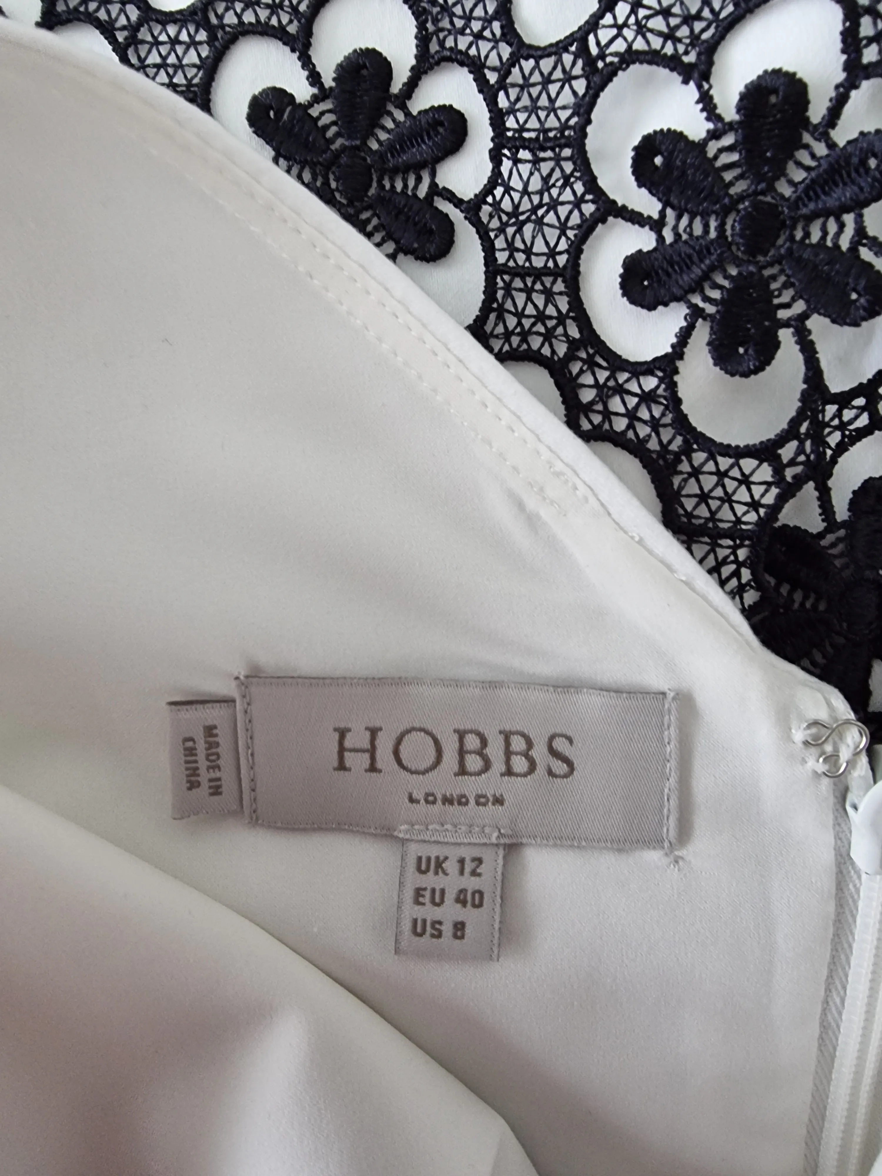 Hobbs Navy & White Lace Dress UK 12 US 8 EU 40