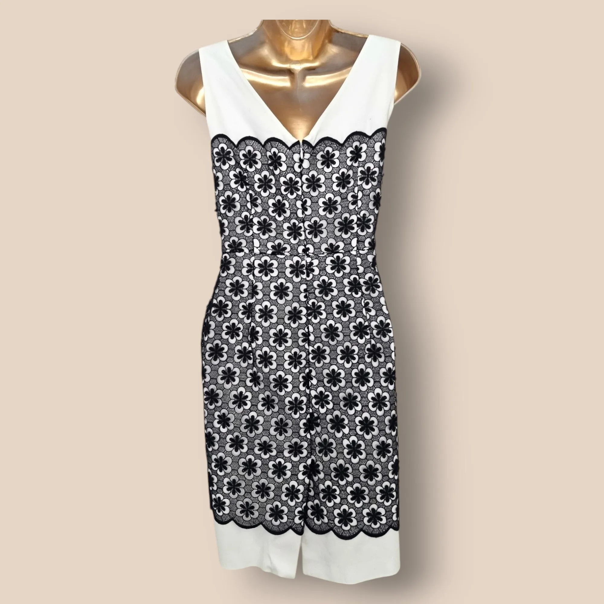 Hobbs Navy & White Lace Dress UK 12 US 8 EU 40