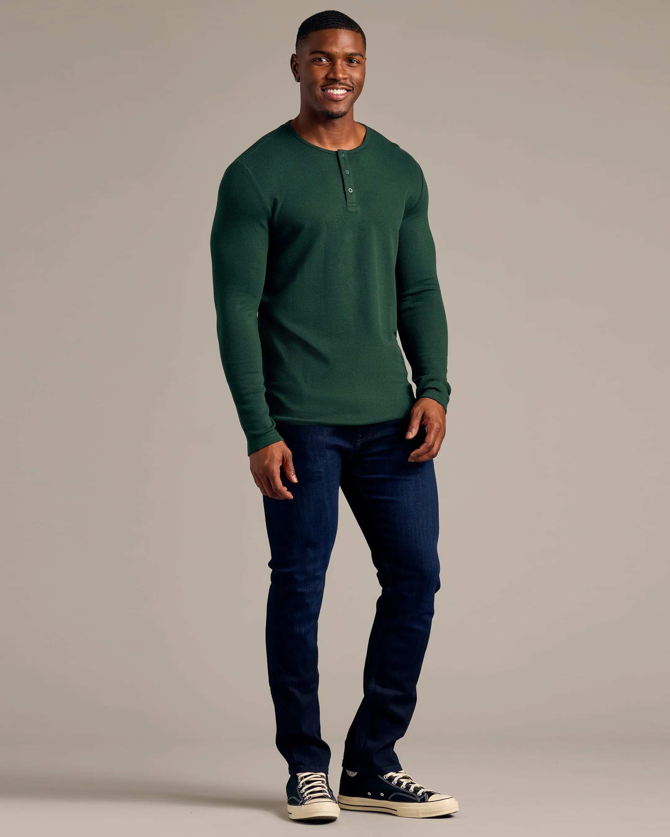 Kale Tall Waffle Long Sleeve Henley