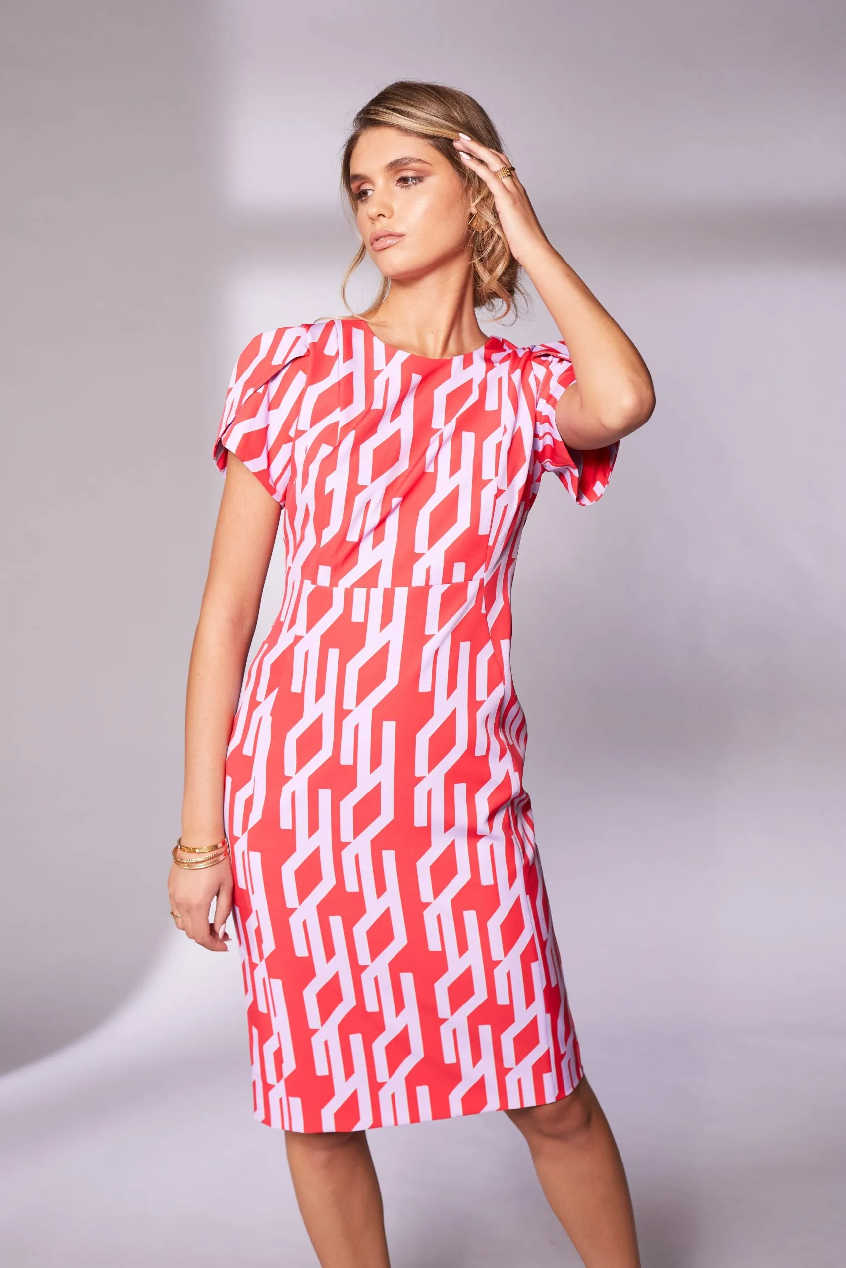 Kate Cooper Print Knee length dress with sleeve detail Kcs24137