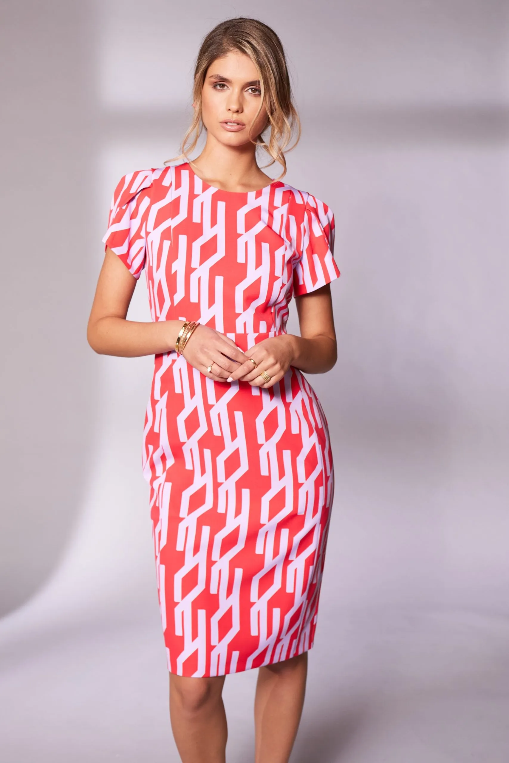 Kate Cooper Print Knee length dress with sleeve detail Kcs24137