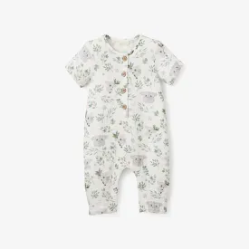 Koala Print Organic Muslin S/S Baby Jumpsuit