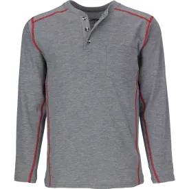 LAKELAND HSAT06 FR Long Sleeve Henley Knit Shirt, Heather Gray, 1 Each