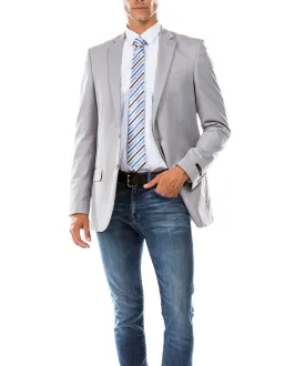 Light Grey Modern Fit Notch Lapel Jacket by Zegarie