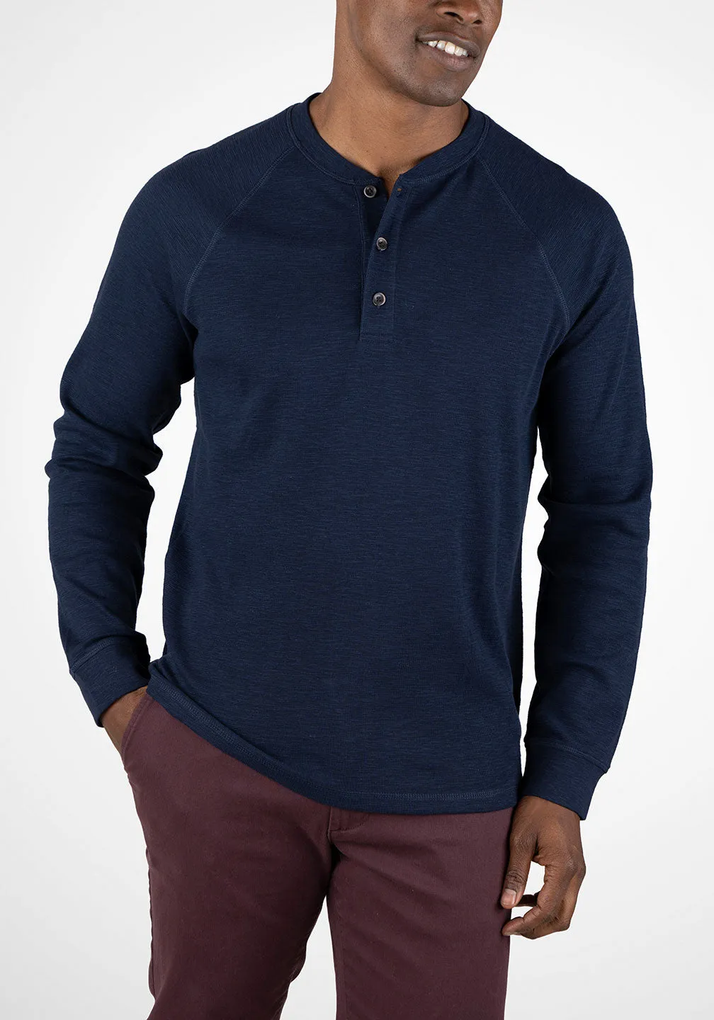 Lightweight Stretch Waffle Henley