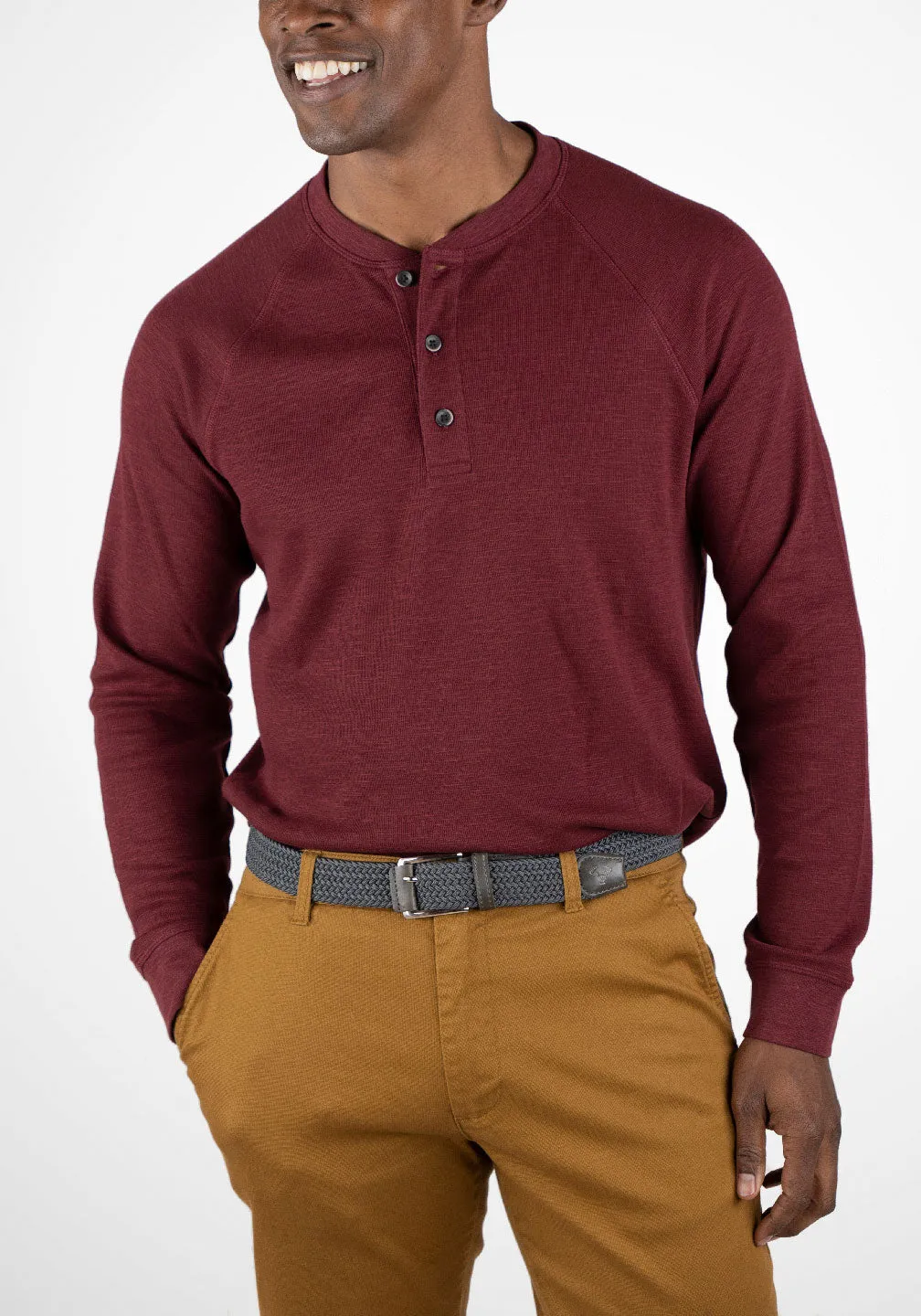 Lightweight Stretch Waffle Henley