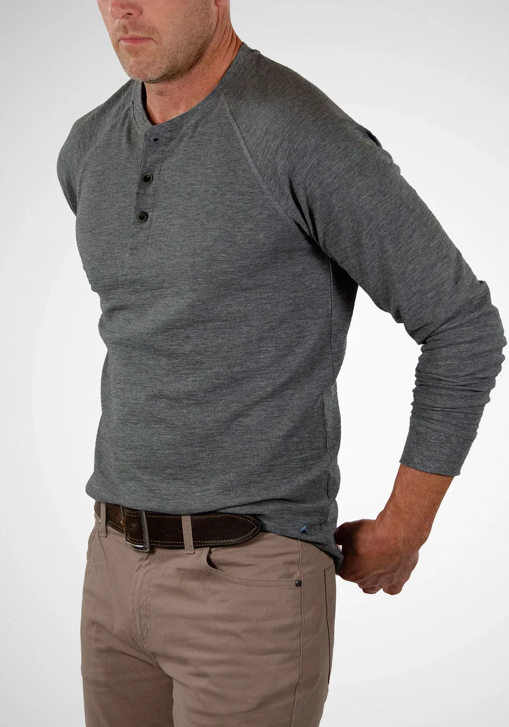 Lightweight Stretch Waffle Henley