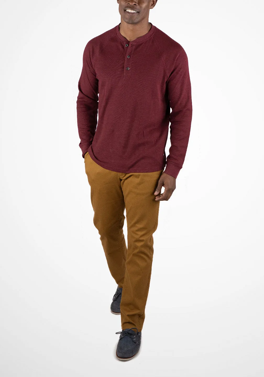 Lightweight Stretch Waffle Henley