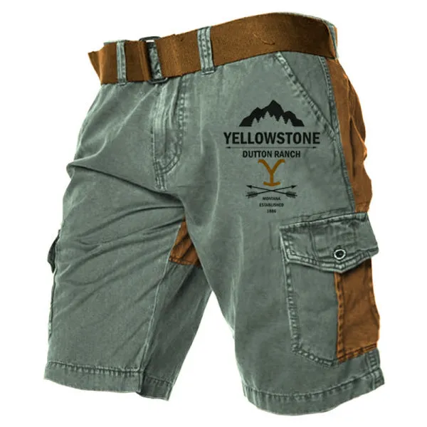 Men's YellowStone Color Block Pocket Casual Cropped Pants