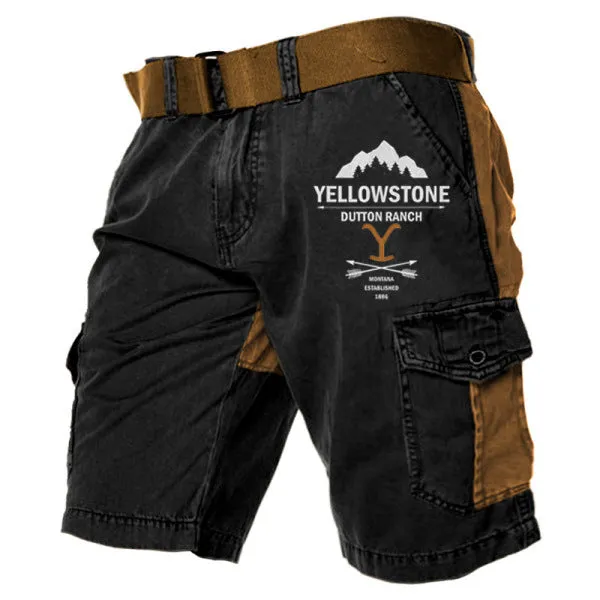 Men's YellowStone Color Block Pocket Casual Cropped Pants