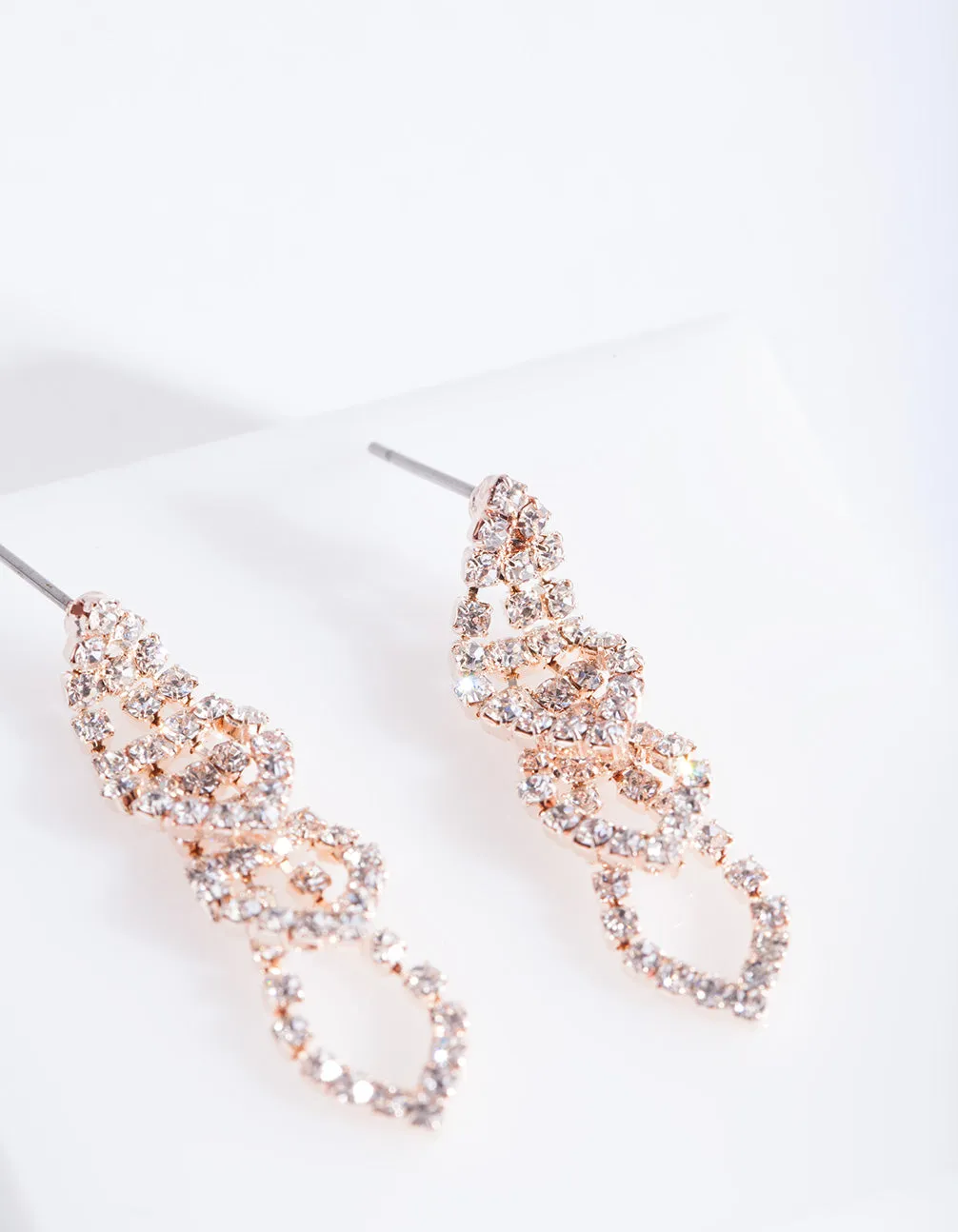 Mini Rose Gold Gradual Loop Cup Chain Earrings