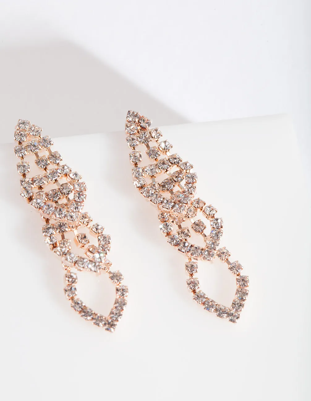 Mini Rose Gold Gradual Loop Cup Chain Earrings