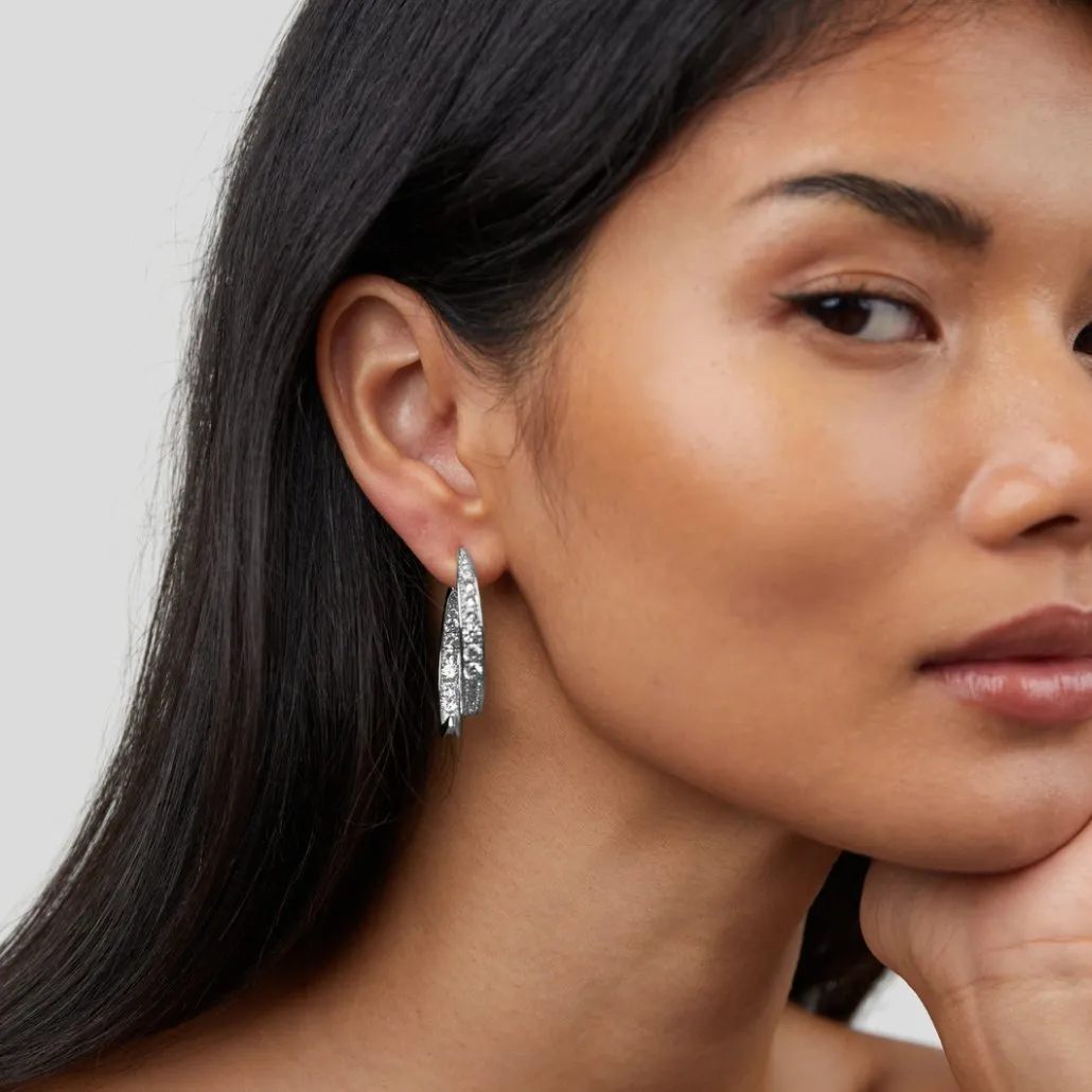 Neesa Silver Crystal Drop Earrings